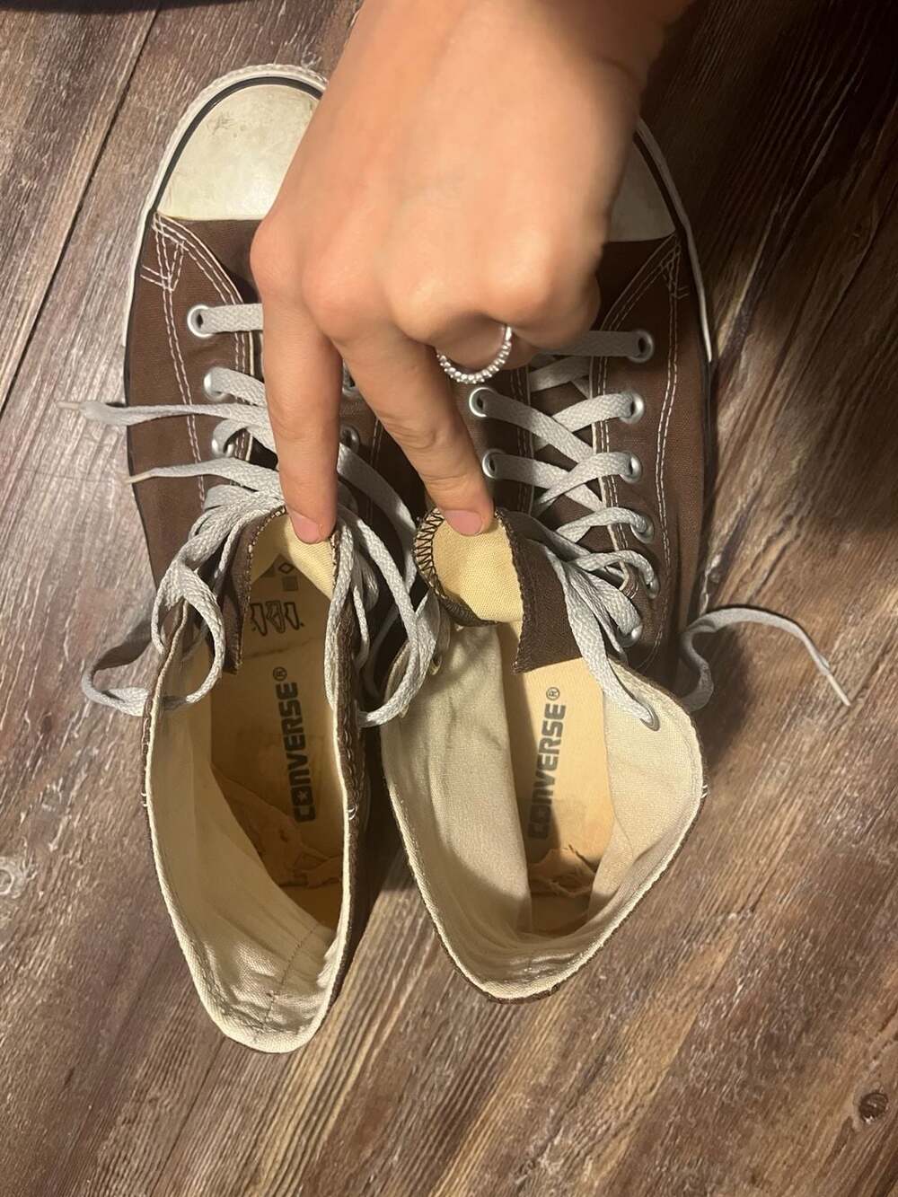 Converse Chuck Taylor All Star High Top Size 10 Brown Canvas Sneakers - Picture 6 of 8